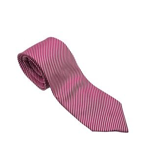 Fabio Fazio Silk Tie Pink White Handmade Striped Classic Preppy Spring Office‎